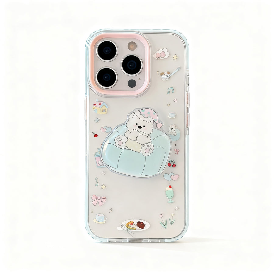 Cute Dog Sleeping Hat Transparent Phone Case for iPhone