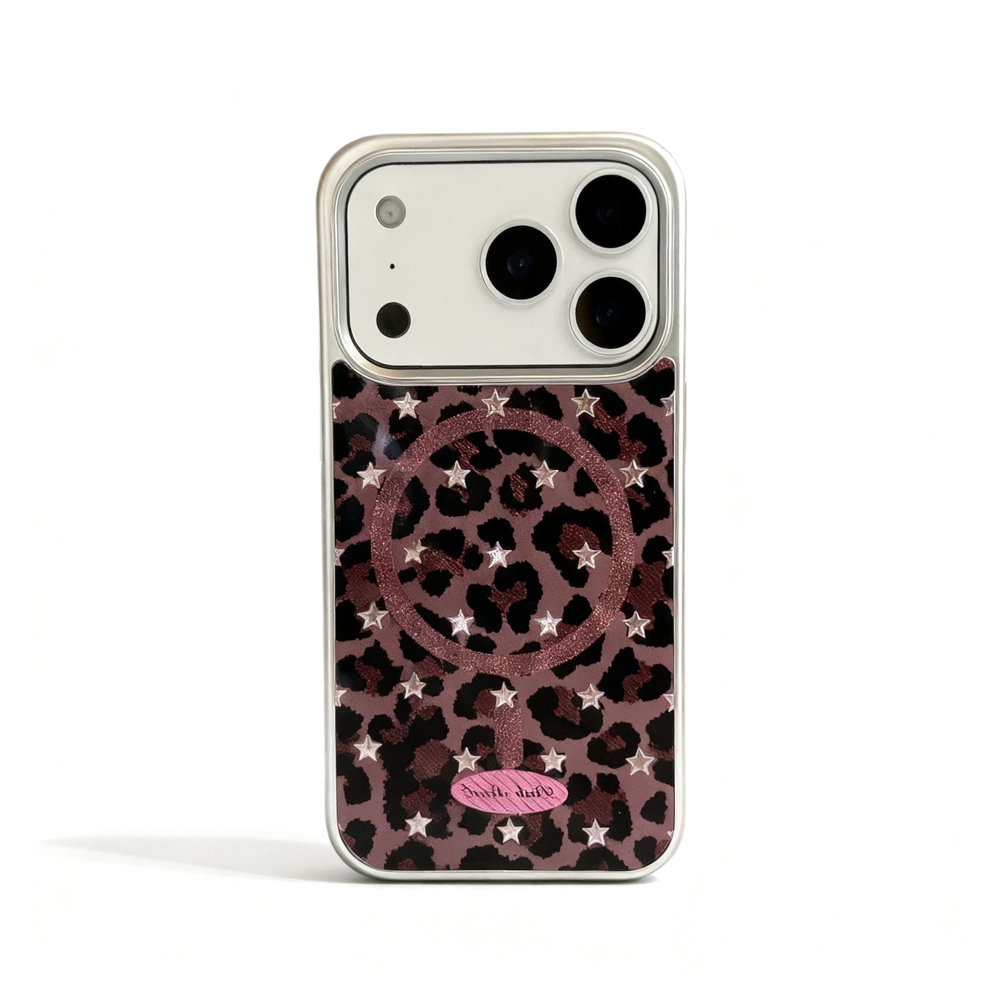 Pink Leopard Bow Magnetic Stand Phone Case for iPhone