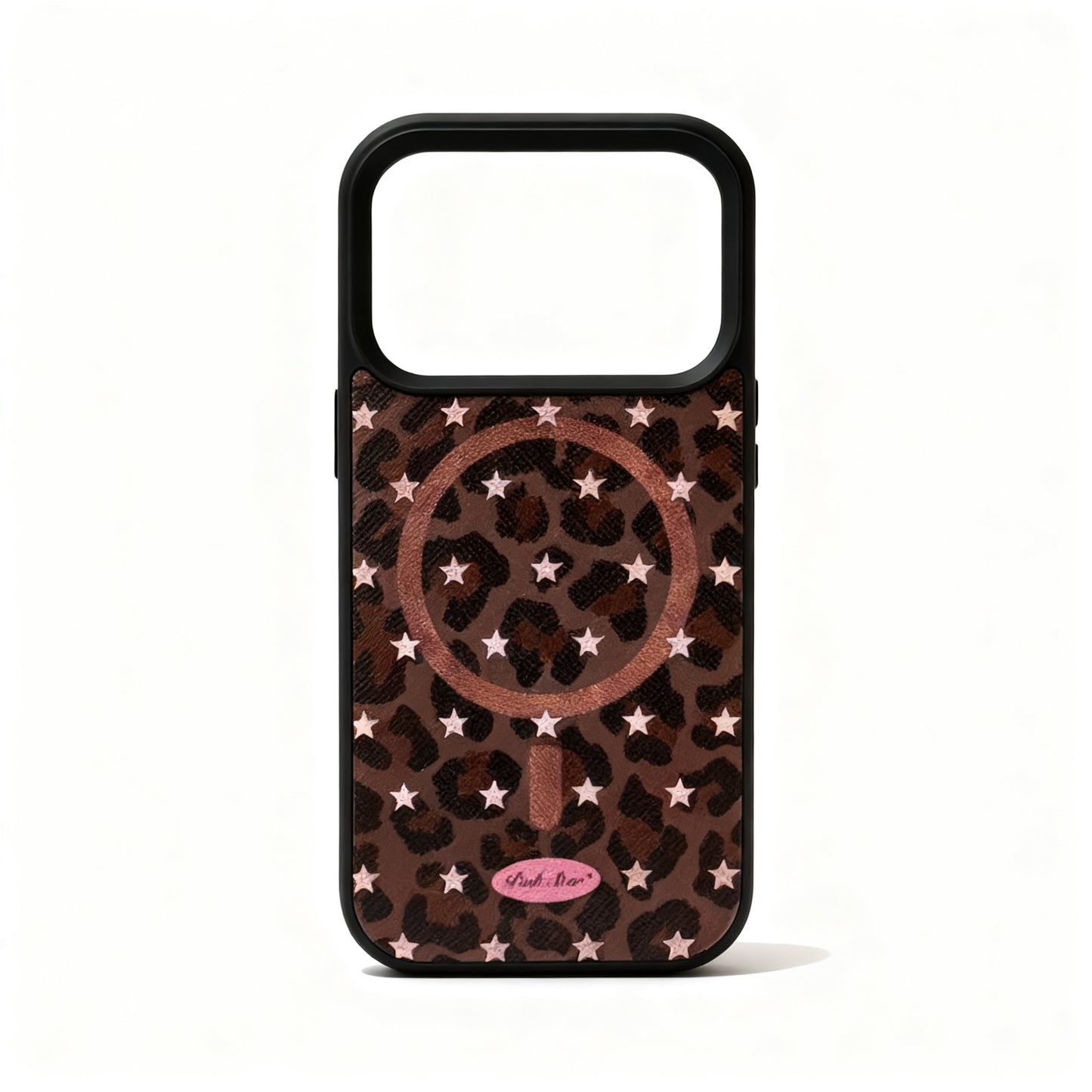 Pink Leopard Bow Magnetic Stand Phone Case for iPhone