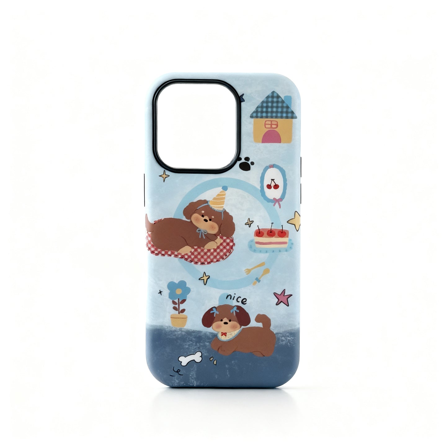 Vintage Blue Dog Magnetic Stand Phone Case for iPhone