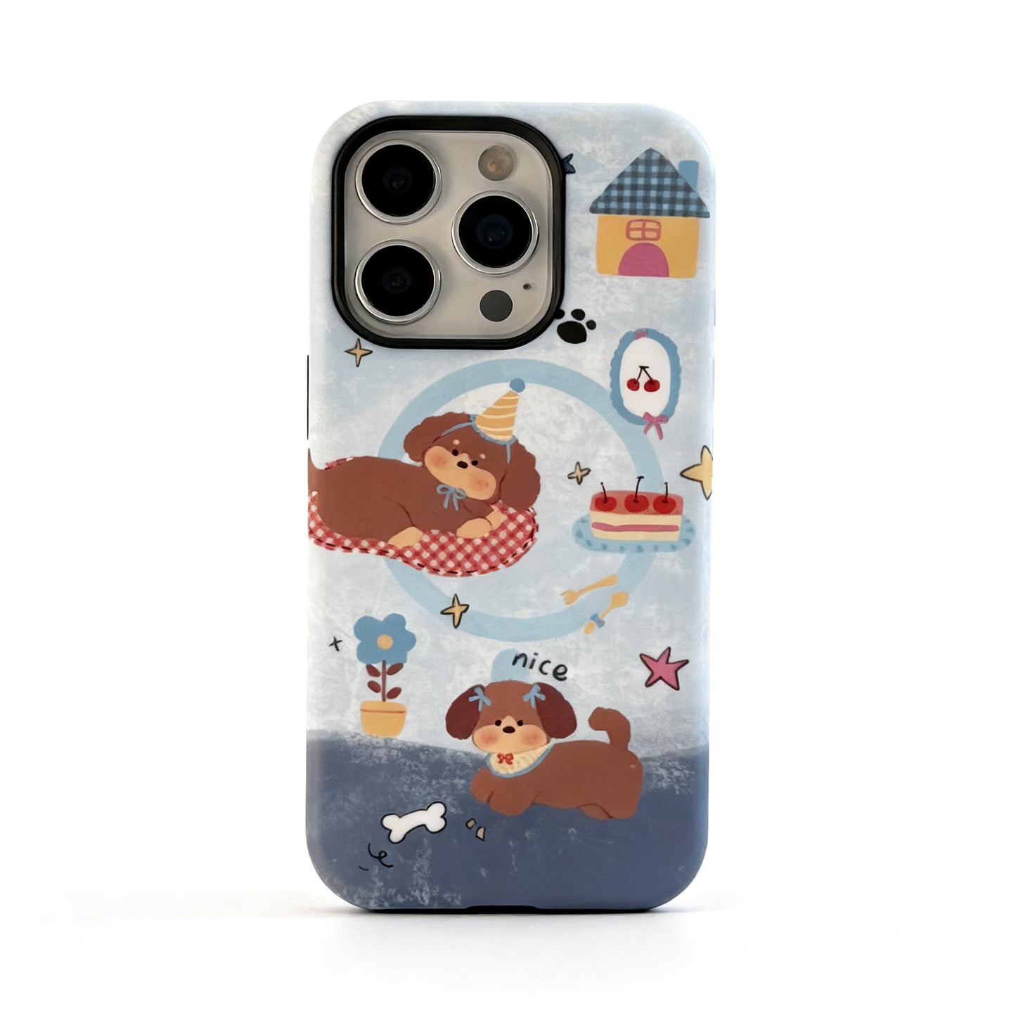 Vintage Blue Dog Magnetic Stand Phone Case for iPhone