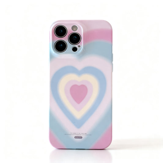 Korean Style Pink Heart Gradient Soft Phone Case for iPhone