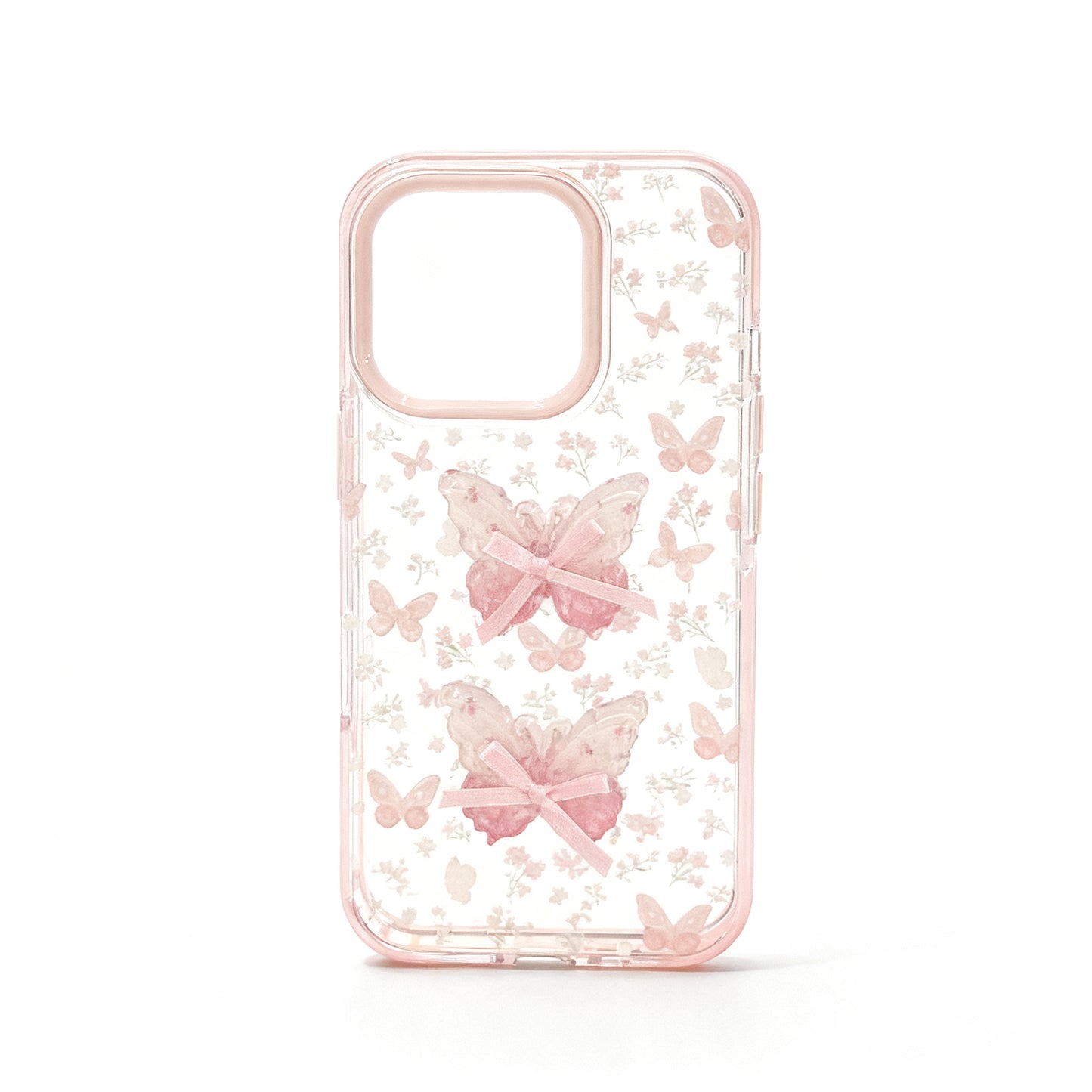 Soft Pink Floral Butterfly Phone Case for iPhone