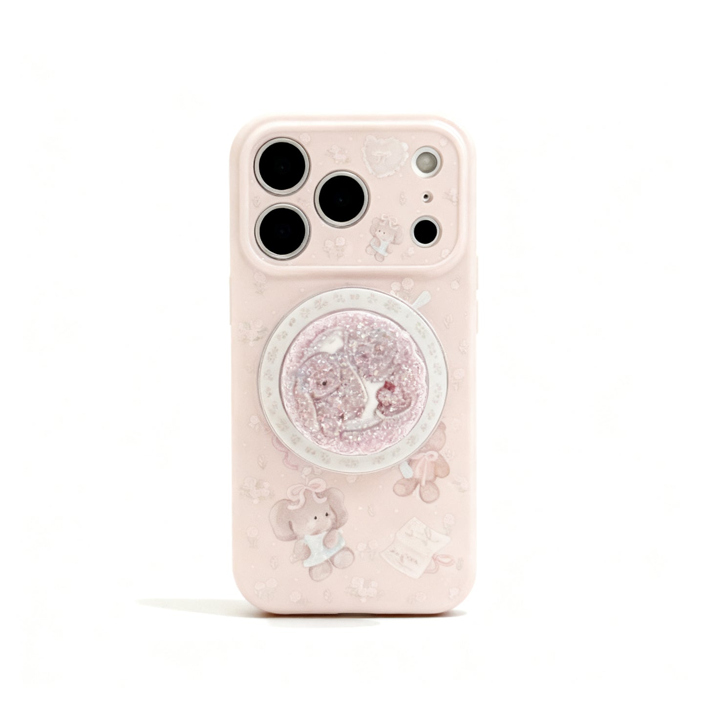 Pink Floral Soft Phone Case with Stand for iPhone