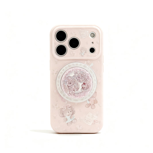 Pink Floral Soft Phone Case with Stand for iPhone