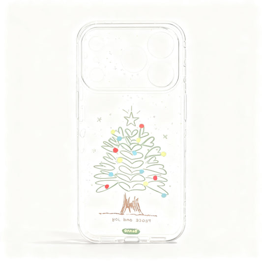 Clear Graffiti Christmas Tree Soft Phone Case for iPhone