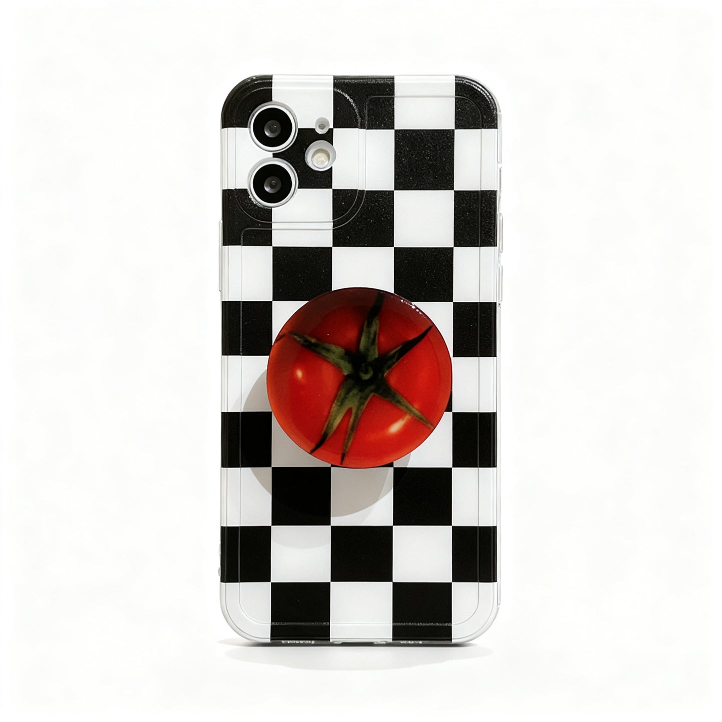 Blue Checkered Floral Stand Phone Case for iPhone