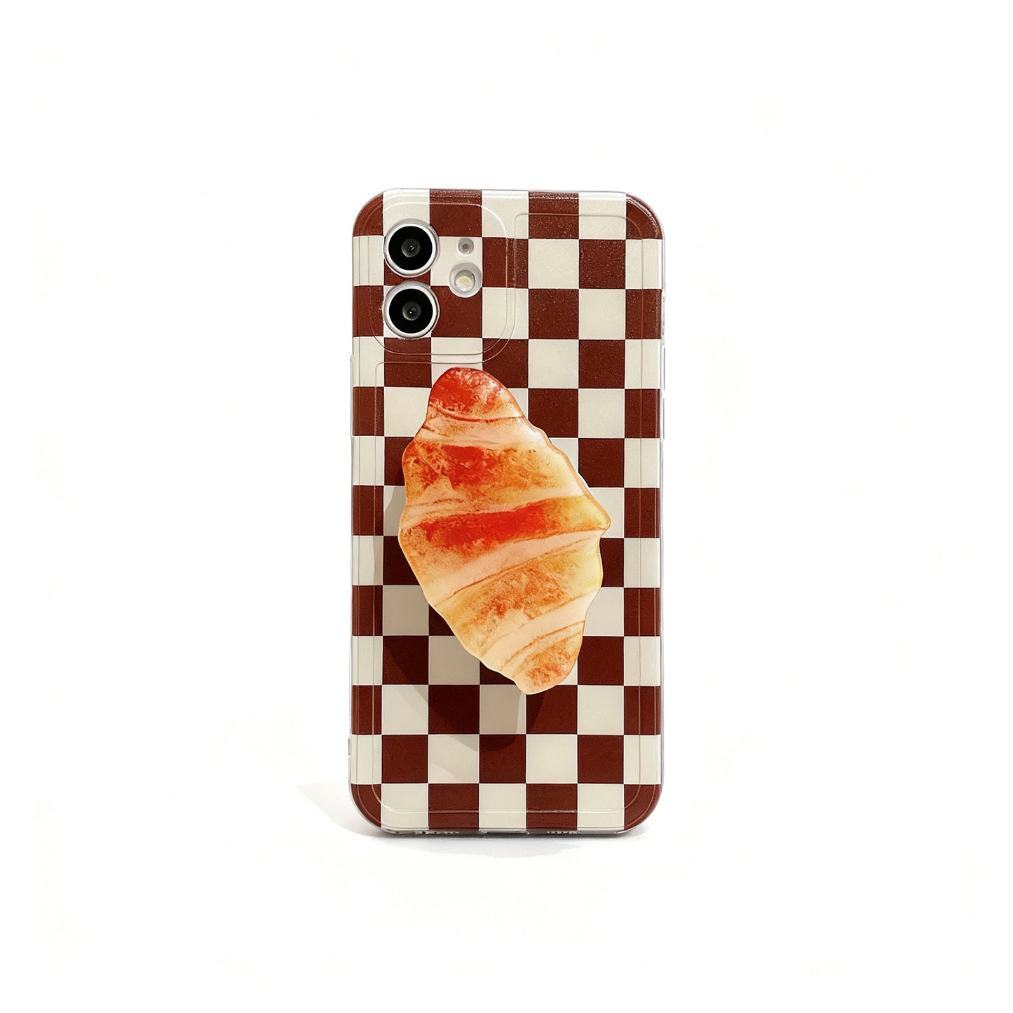 Blue Checkered Floral Stand Phone Case for iPhone
