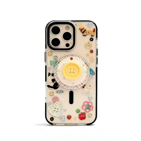 Cute Cartoon Graffiti Stand Phone Case for iPhone
