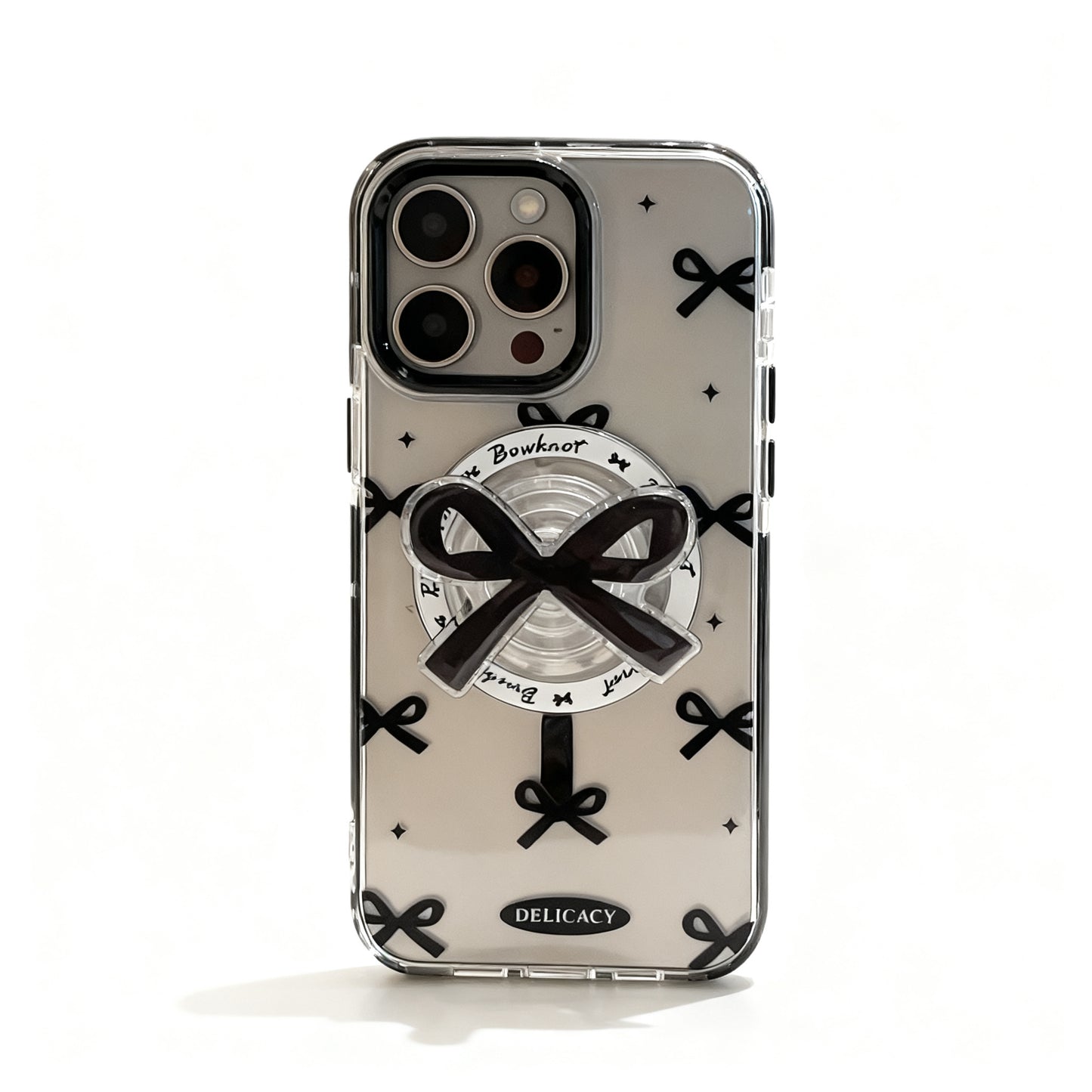 Black Bow Magnetic Clear Phone Case for iPhone
