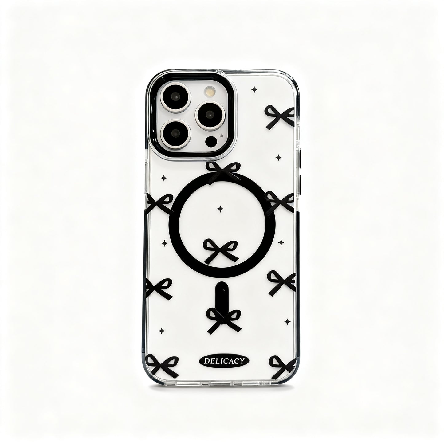 Black Bow Magnetic Clear Phone Case for iPhone