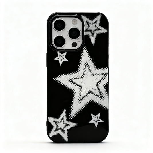 Glossy Black Star Design Soft Phone Case for iPhone