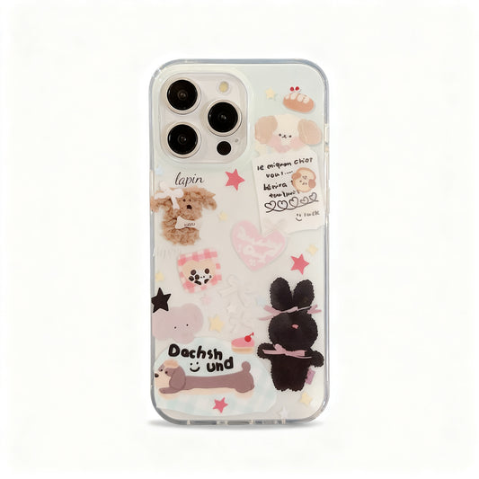 Cute Animal Print Dual-Layer Phone Case for iPhone