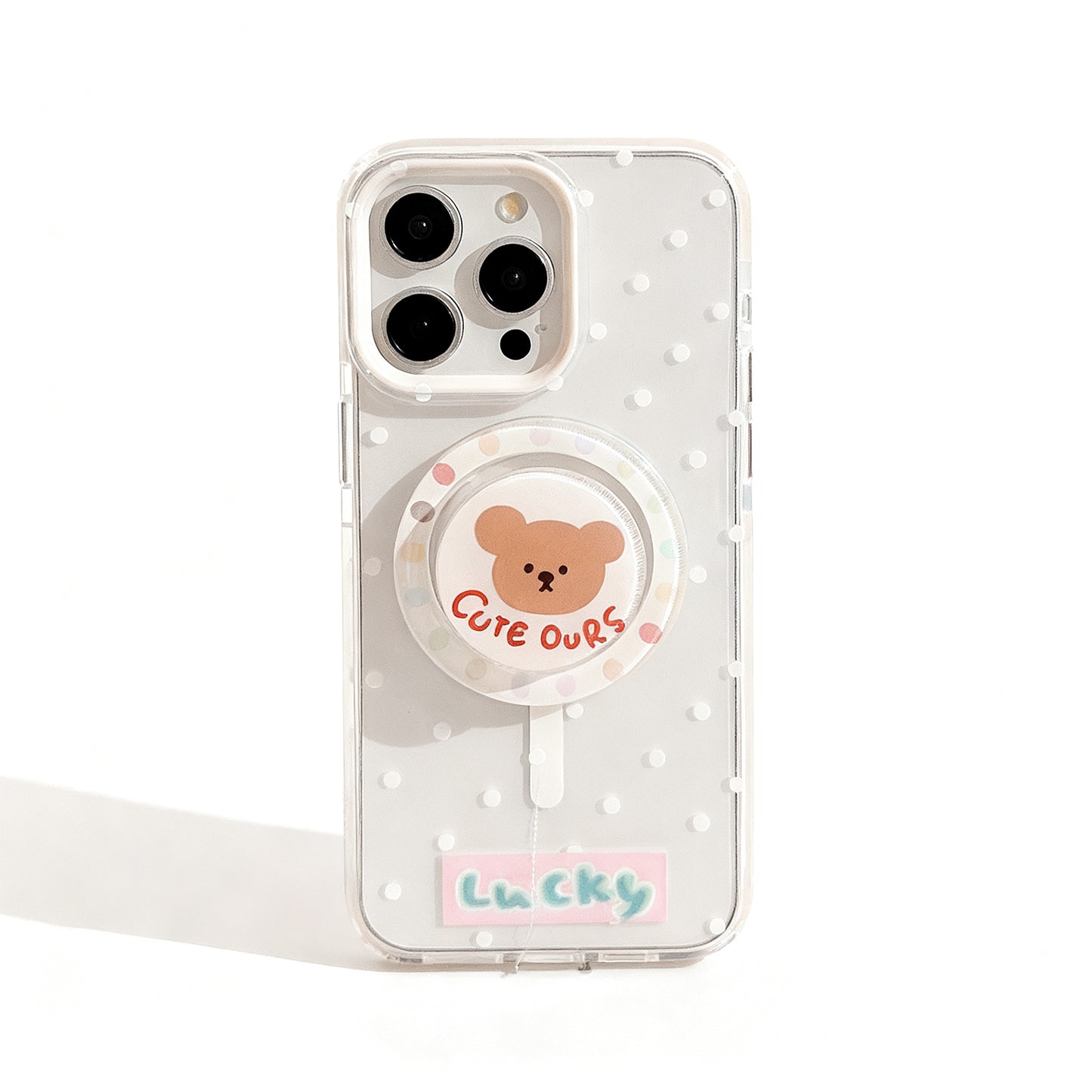 Cute Bear Polka Dot Clear Phone Case for iPhone