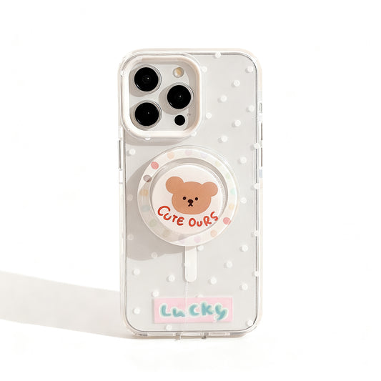 Cute Bear Polka Dot Clear Phone Case for iPhone