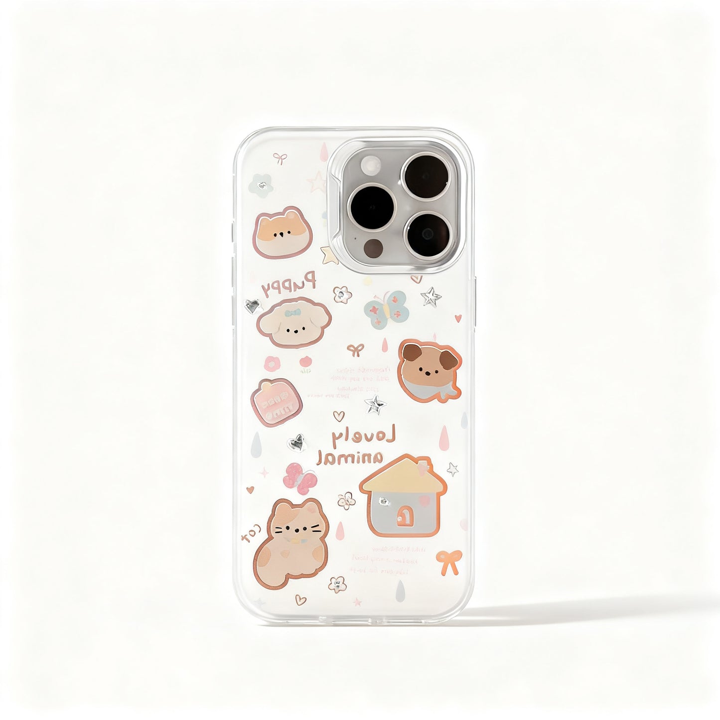 Cute Cartoon Dog and Cat Print Soft Phone Case for iPhone