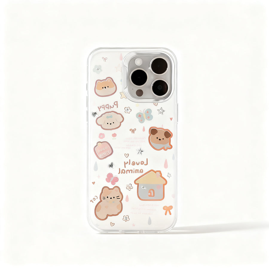 Cute Cartoon Dog and Cat Print Soft Phone Case for iPhone