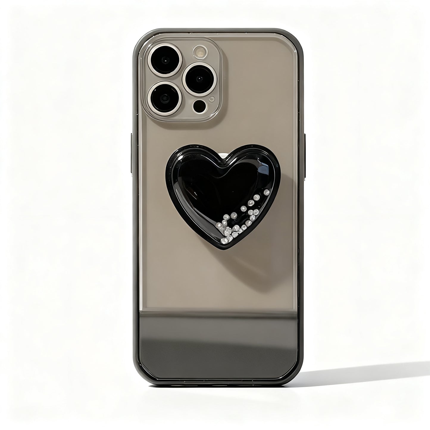 Pink Heart Beaded Stand Phone Case for iPhone