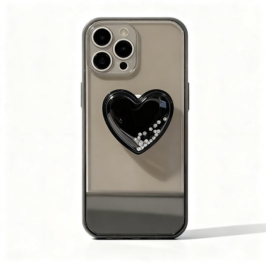 Pink Heart Beaded Stand Phone Case for iPhone