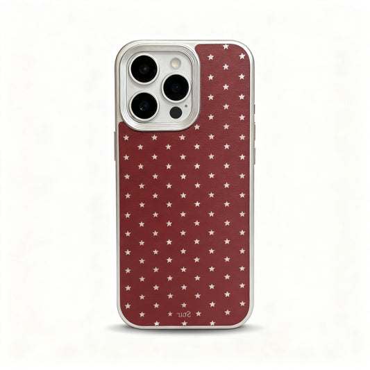 Wine Red Star Pattern Soft Phone Case for iPhone