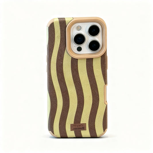 Vintage Striped Leather Phone Case for iPhone