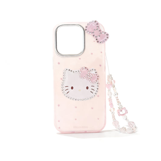Pink Cartoon Laser Glitter Phone Case with Lanyard for iPhone