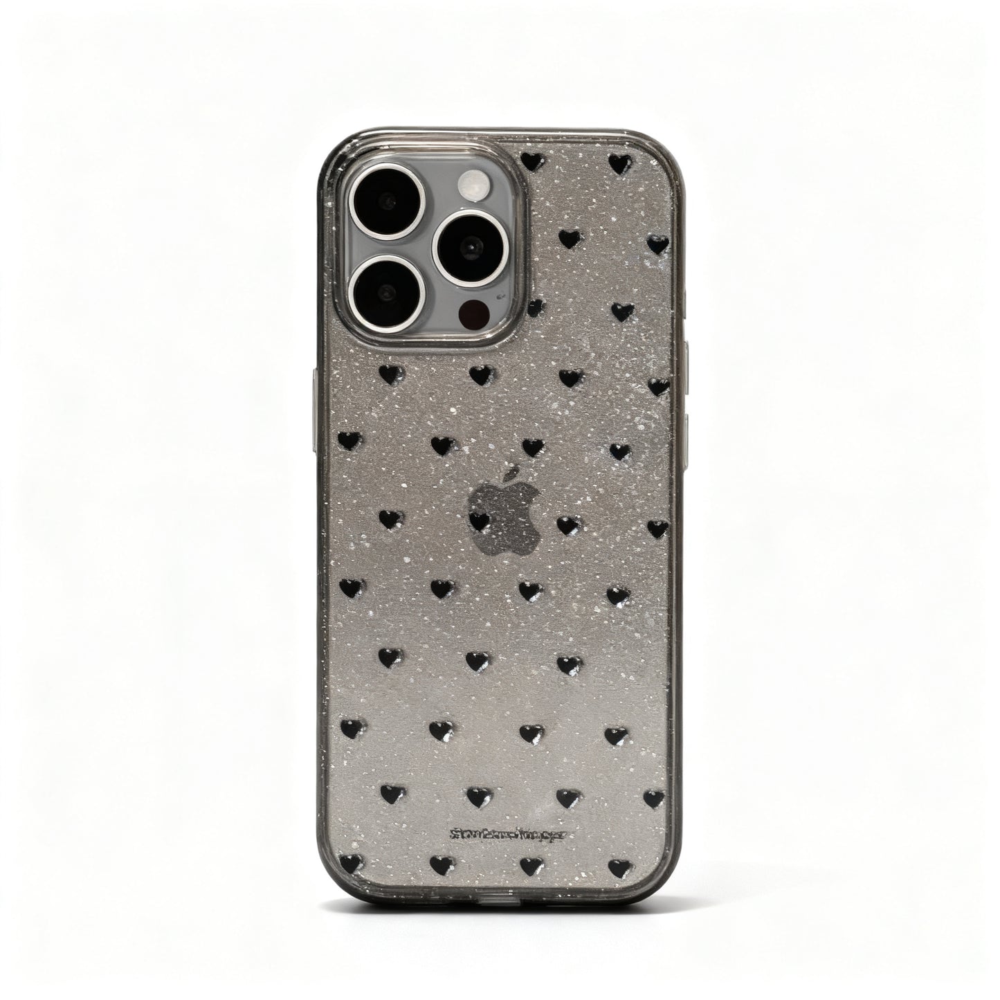 Black Heart Pattern Soft Phone Case for iPhone