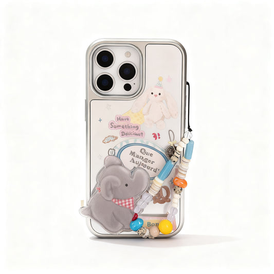 Cute Elephant Mirror Stand Phone Case for iPhone