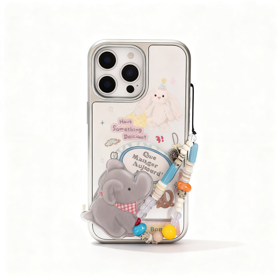 Cute Elephant Mirror Stand Phone Case for iPhone