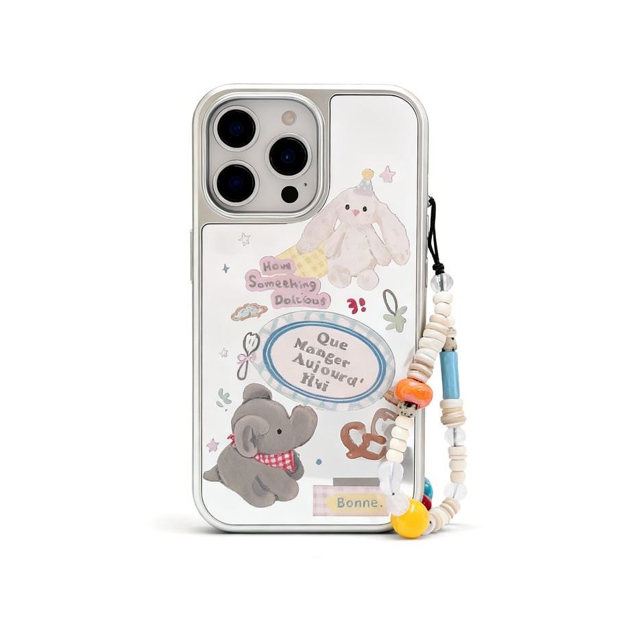 Cute Elephant Mirror Stand Phone Case for iPhone
