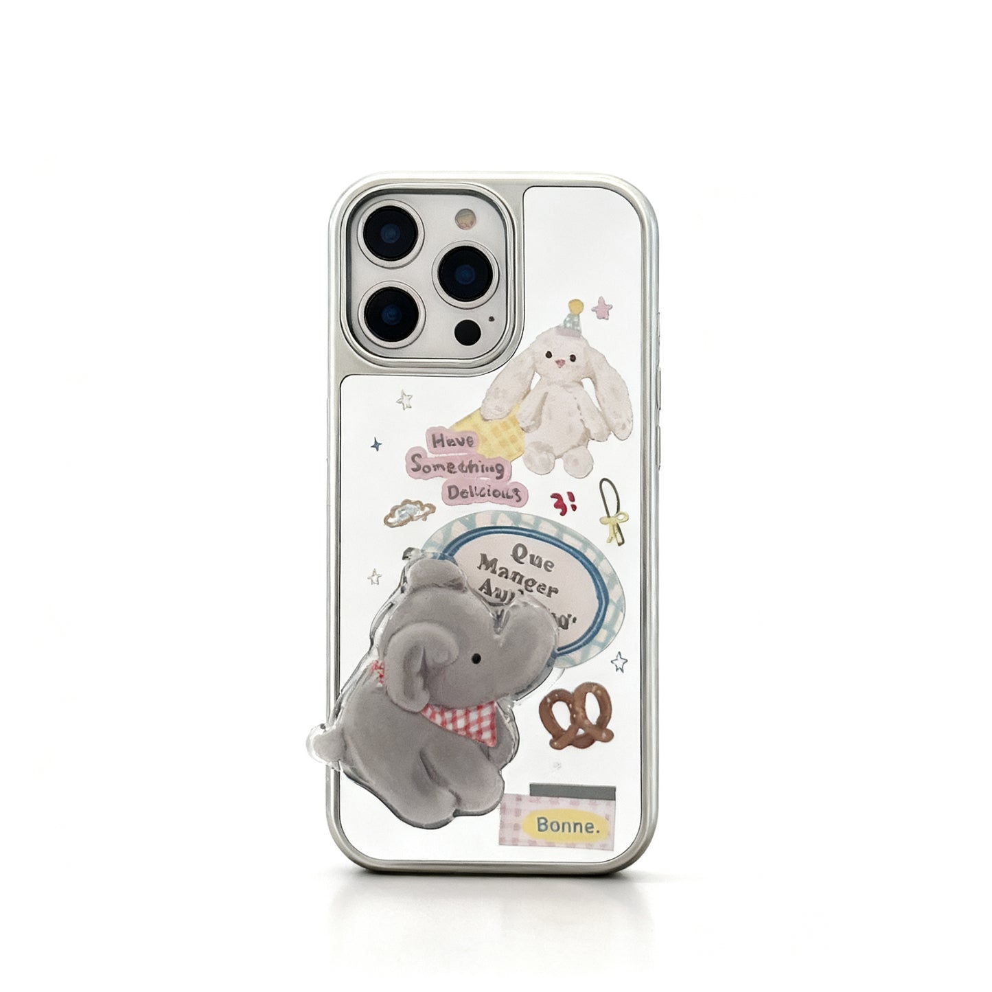 Cute Elephant Mirror Stand Phone Case for iPhone