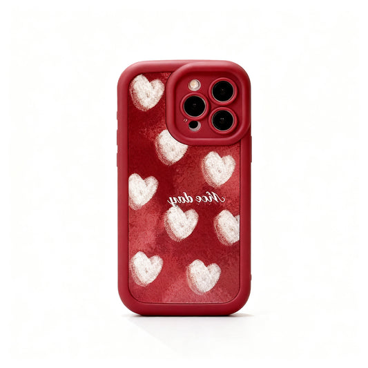 Vintage Wine Heart Pattern Soft Phone Case for iPhone