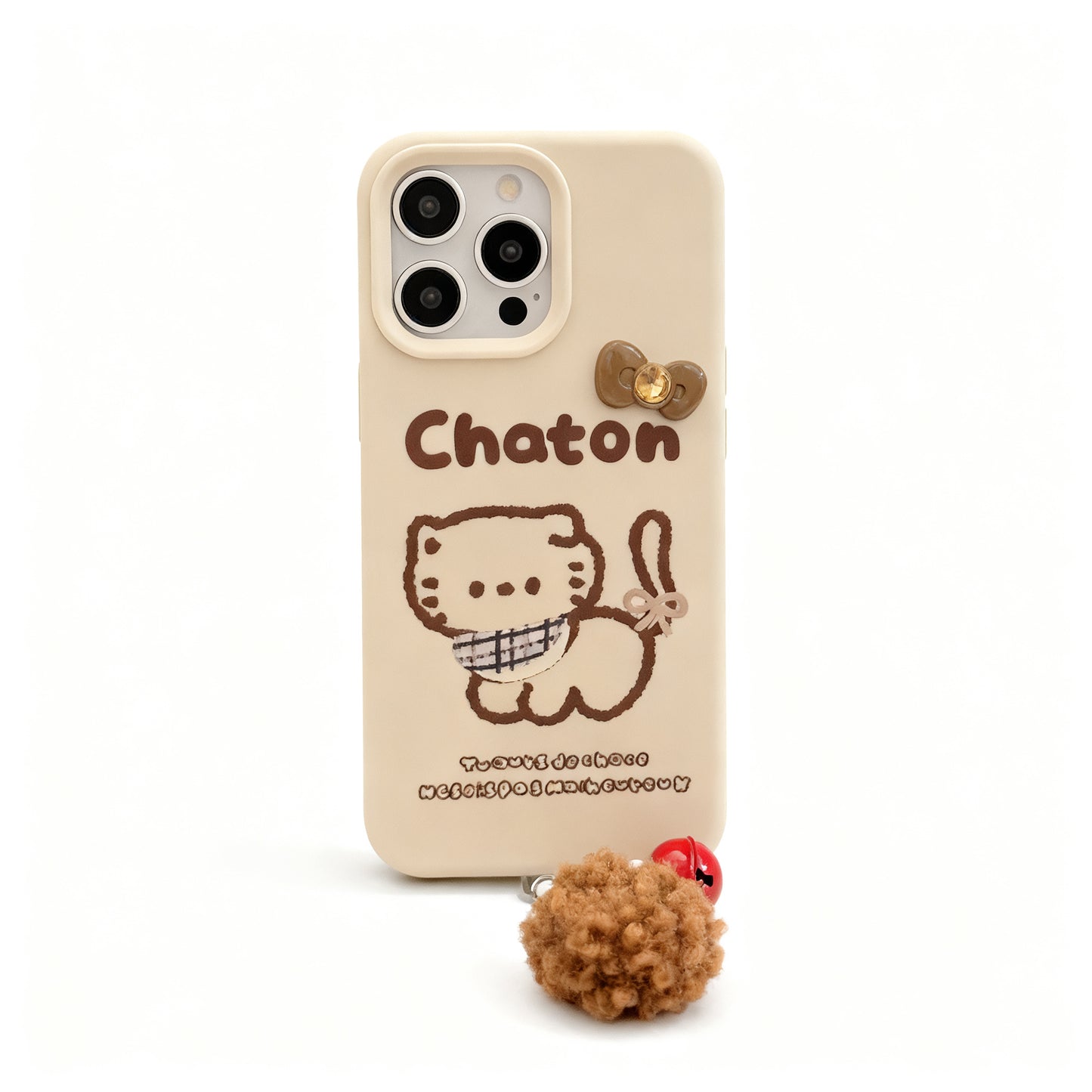 Brown Cat Bow 3D Shockproof Phone Case for iPhone