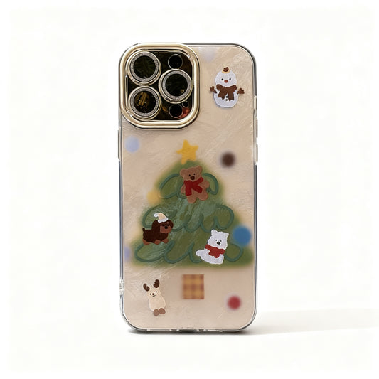 Cute Snowman Christmas Tree Soft Phone Case for iPhone