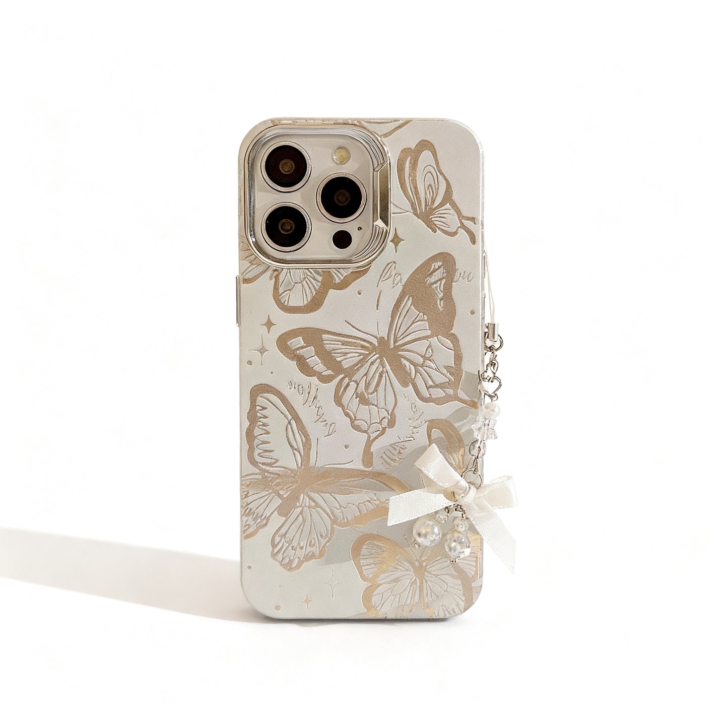 Blue Butterfly Soft Phone Case with Chain for iPhone