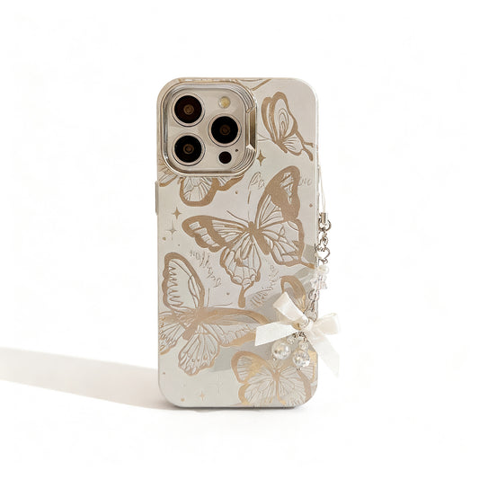 Blue Butterfly Soft Phone Case with Chain for iPhone