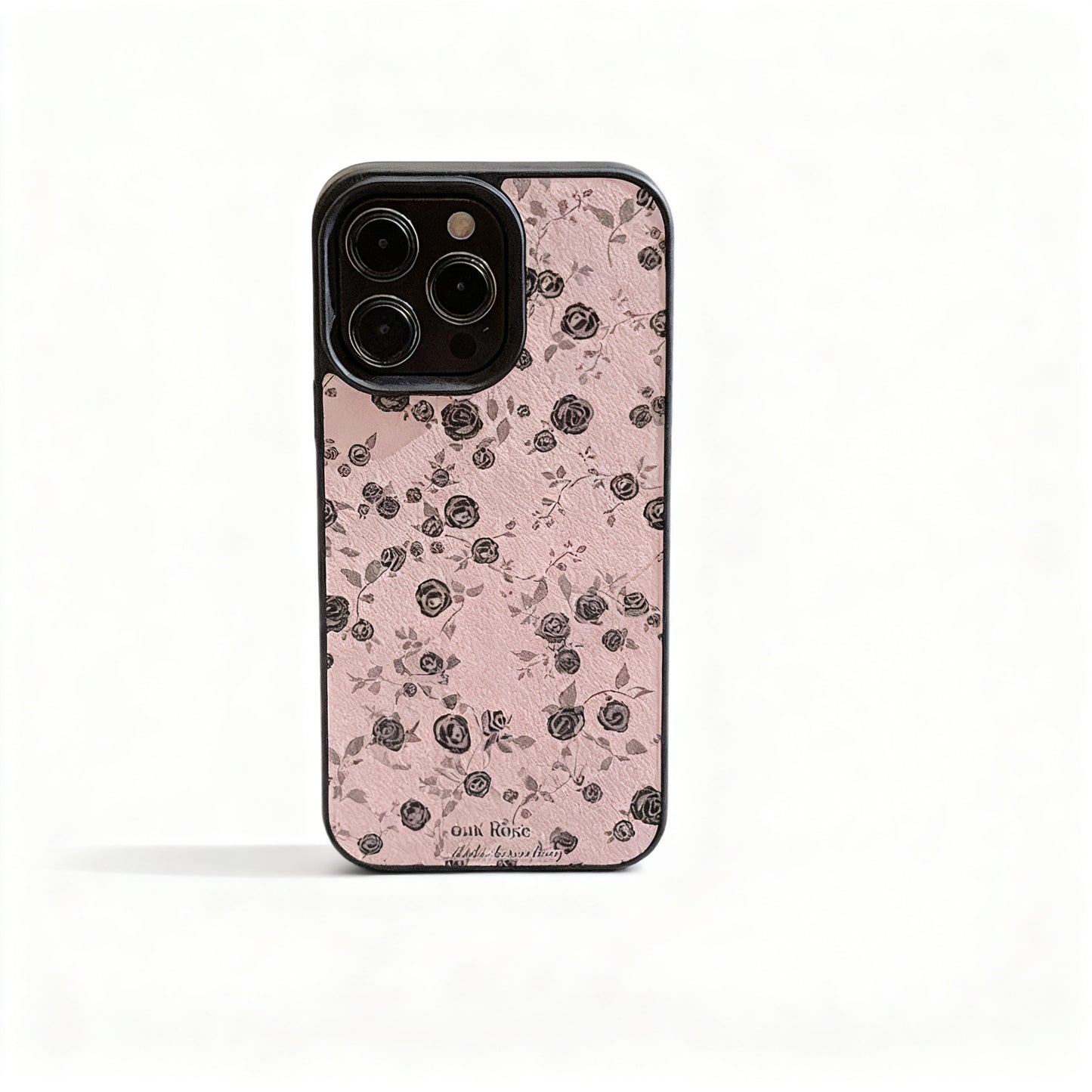 Soft Pink Black Rose Floral Phone Case for iPhone