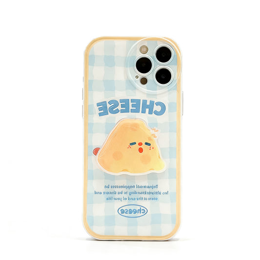 Cute Cheese Pattern Soft Phone Case with Stand for iPhone