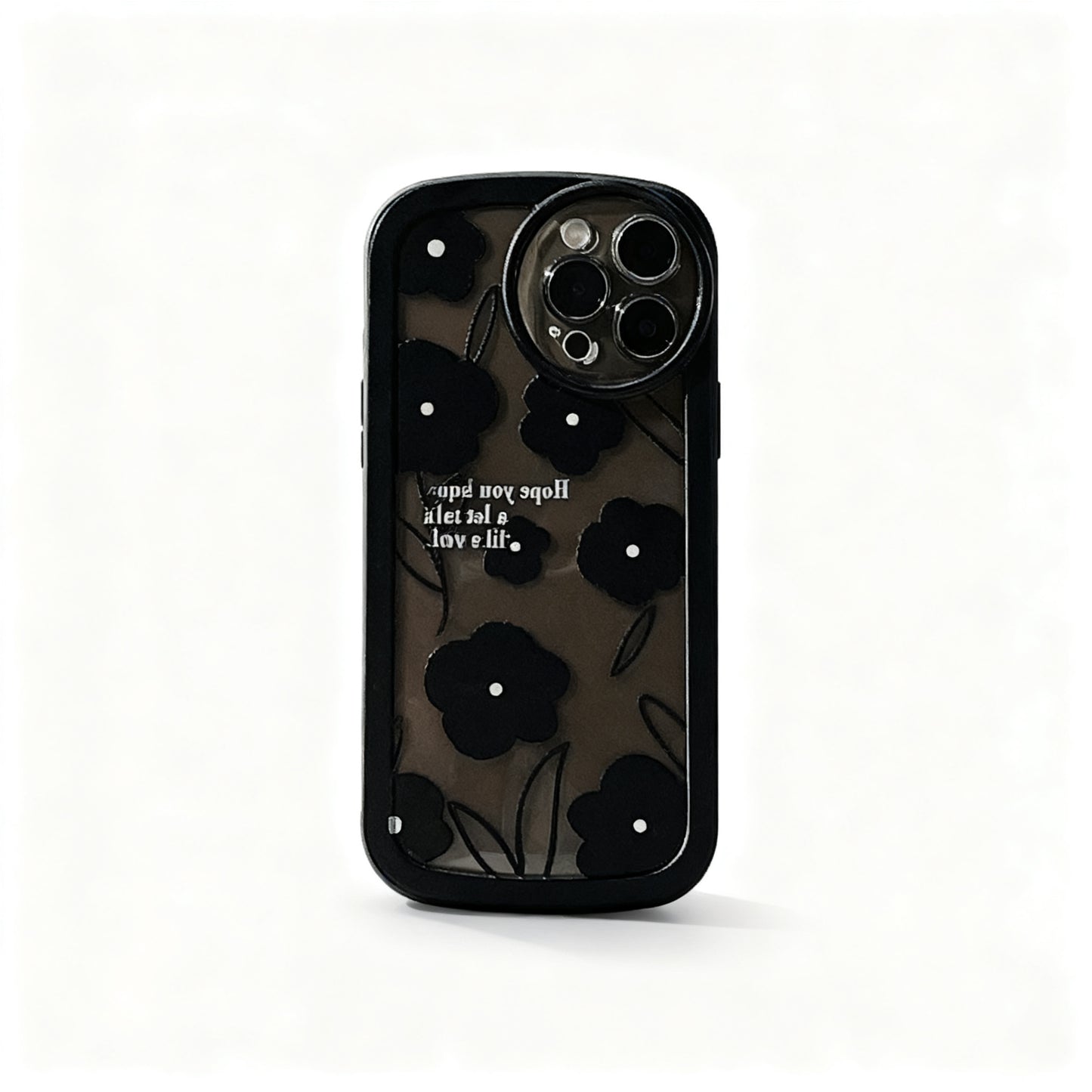 Black Floral Soft Silicone Phone Case for iPhone