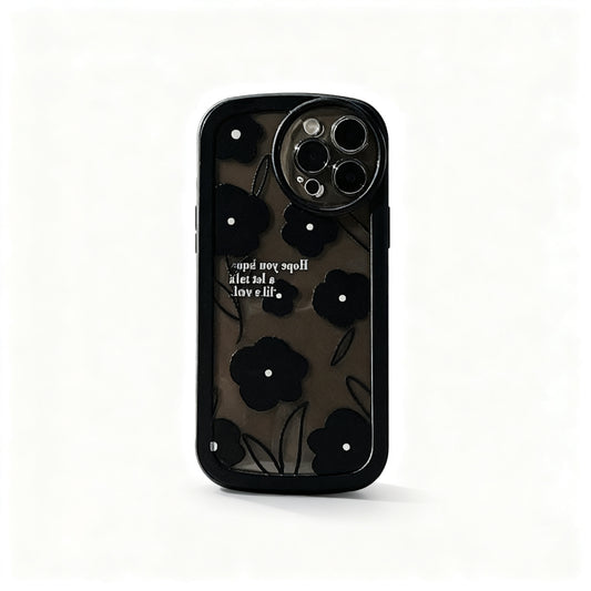 Black Floral Soft Silicone Phone Case for iPhone