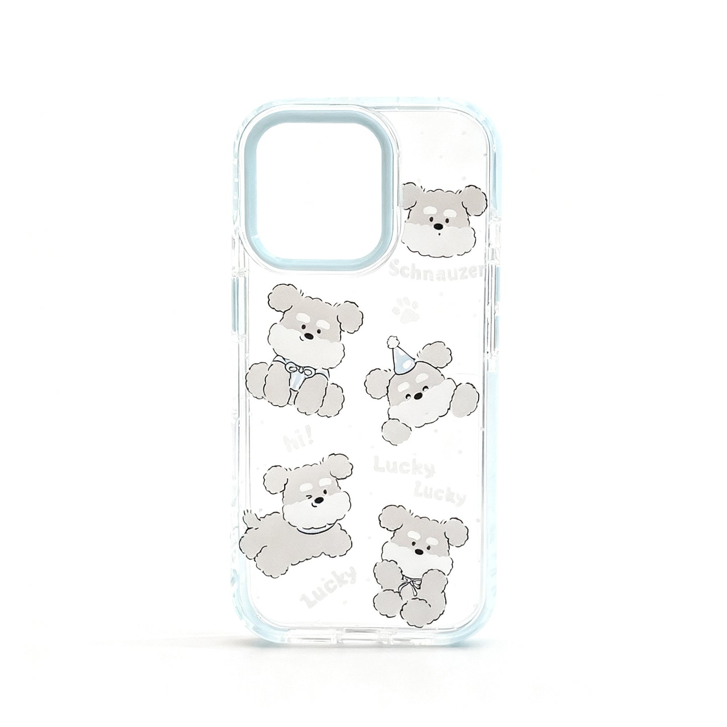 Cute Korean Style Schnauzer Dog Soft Transparent Phone Case for iPhone