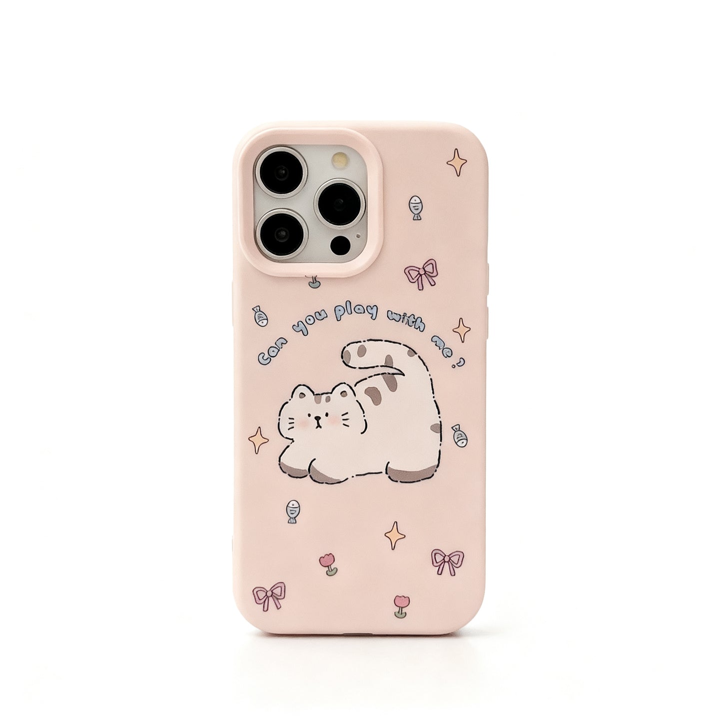 Pink Cute Cat Stand Phone Case for iPhone