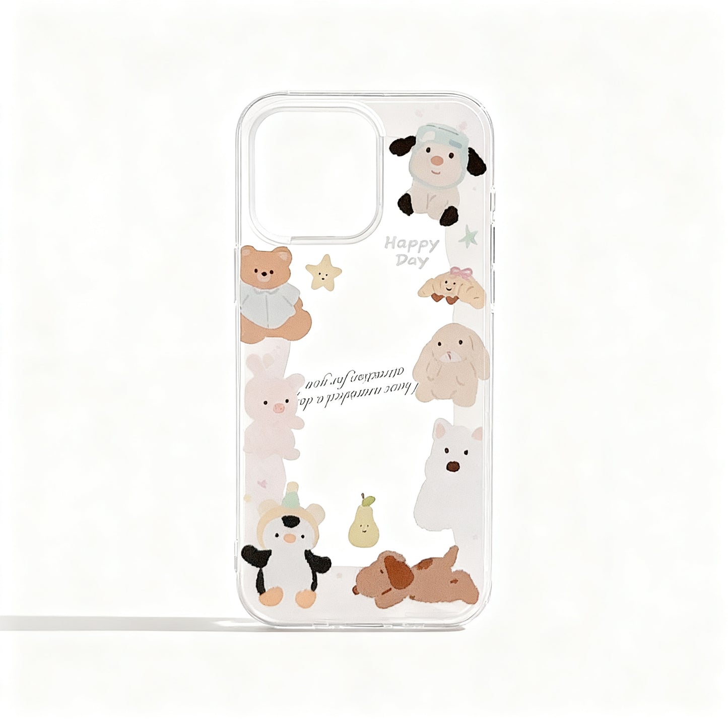 Cute Pink Animal Soft Phone Case for iPhone