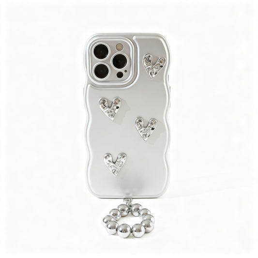 Silver Heart Design Soft Phone Case for iPhone