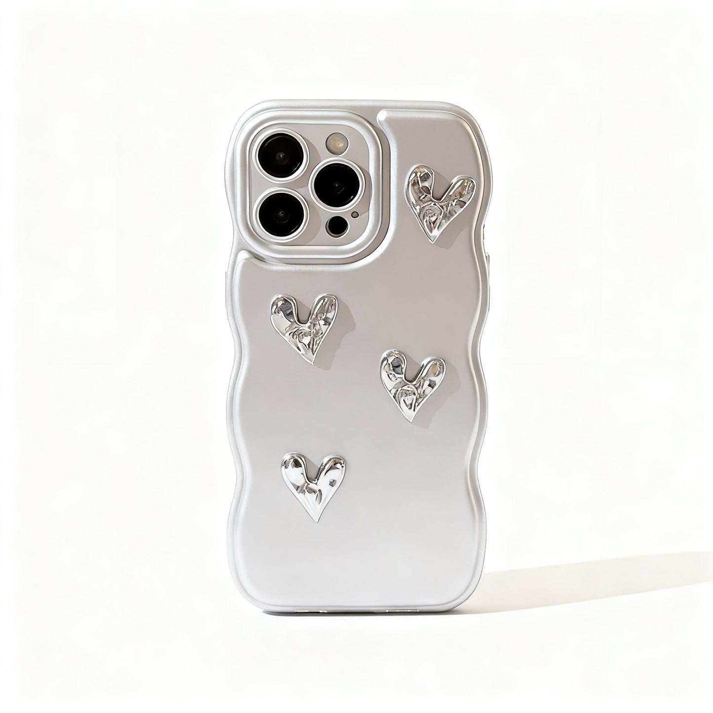 Silver Heart Design Soft Phone Case for iPhone