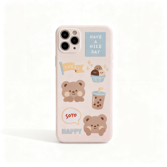 Cute Cream Bear Soft Phone Case for iPhone