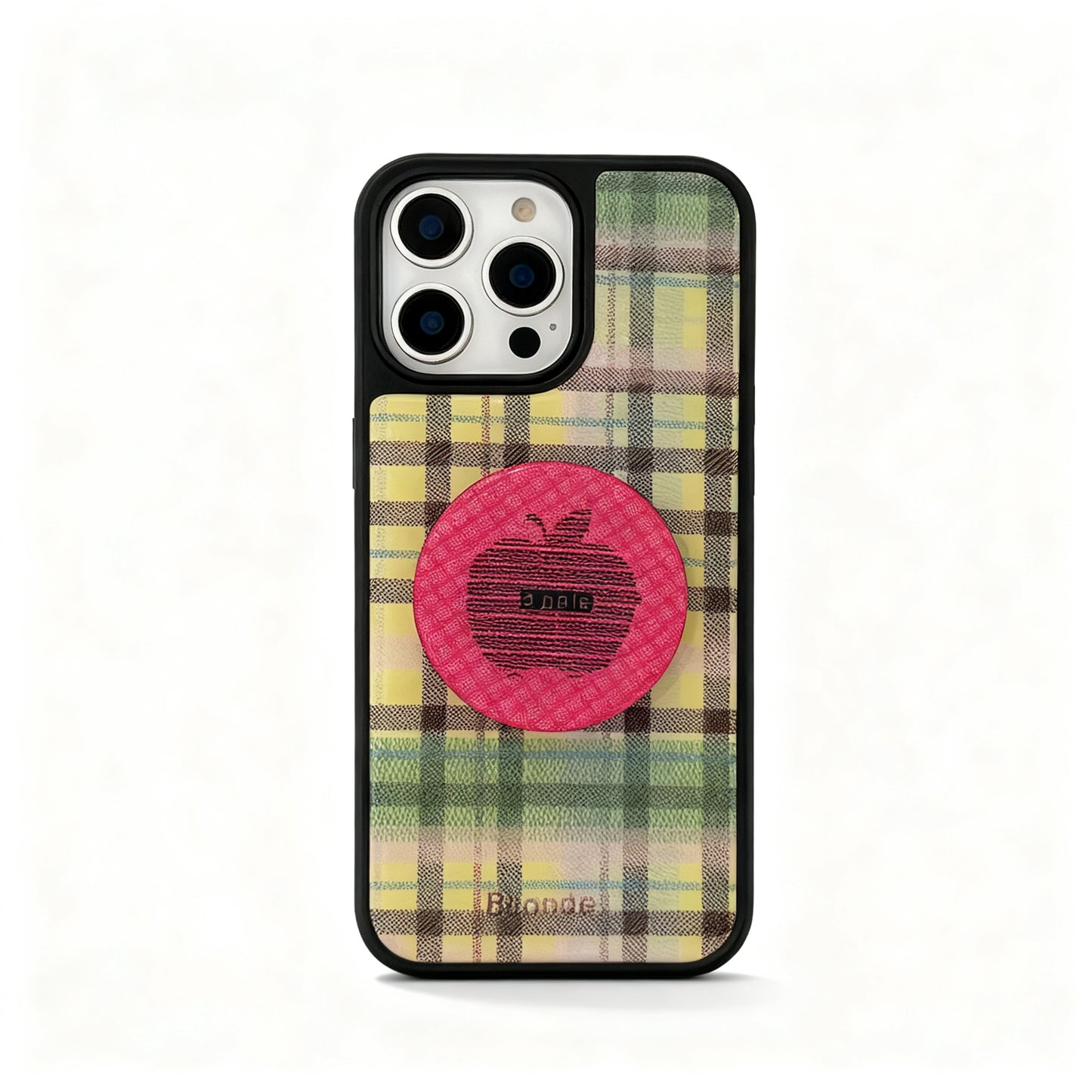 Green Plaid Soft Phone Case with Stand for iPhone