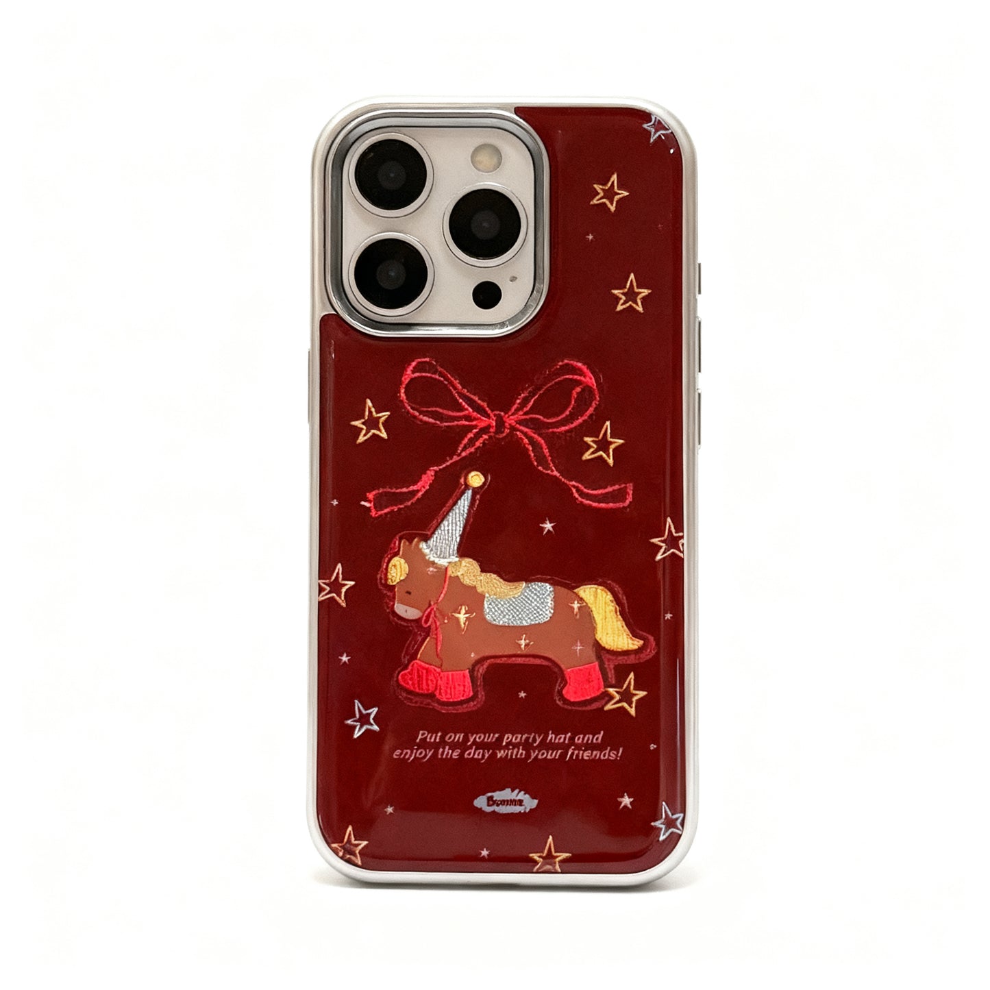 Festive Red Golden Horse Design Phone Case for iPhone