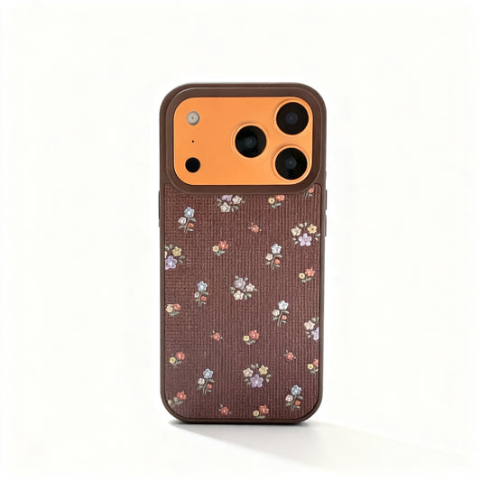 Brown Floral Vintage Shockproof Phone Case for iPhone