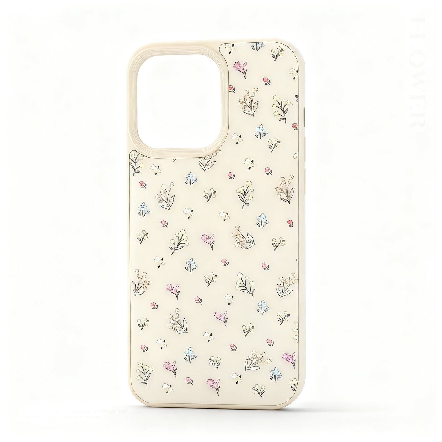Gold Floral Print Hard Phone Case for iPhone